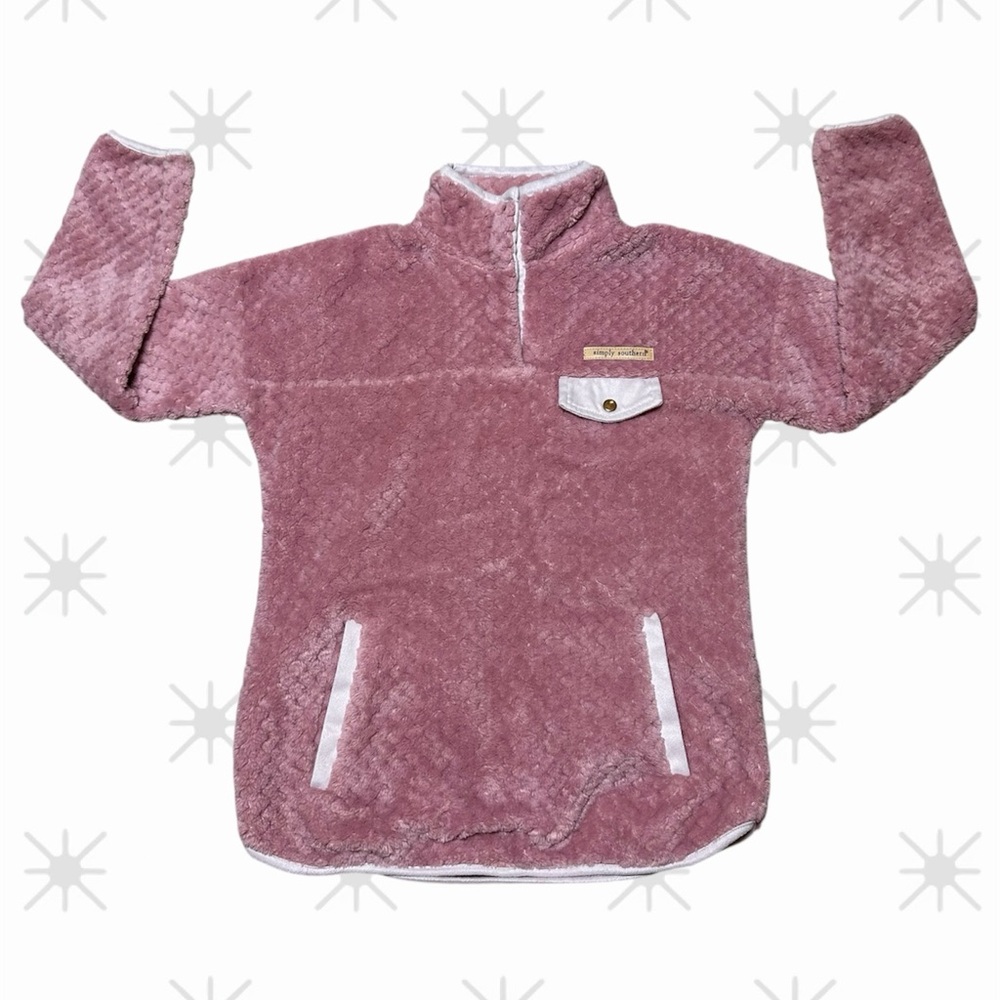 Simply Southern size large soft Sherpa Mauve Fleece Pullover casual sweater